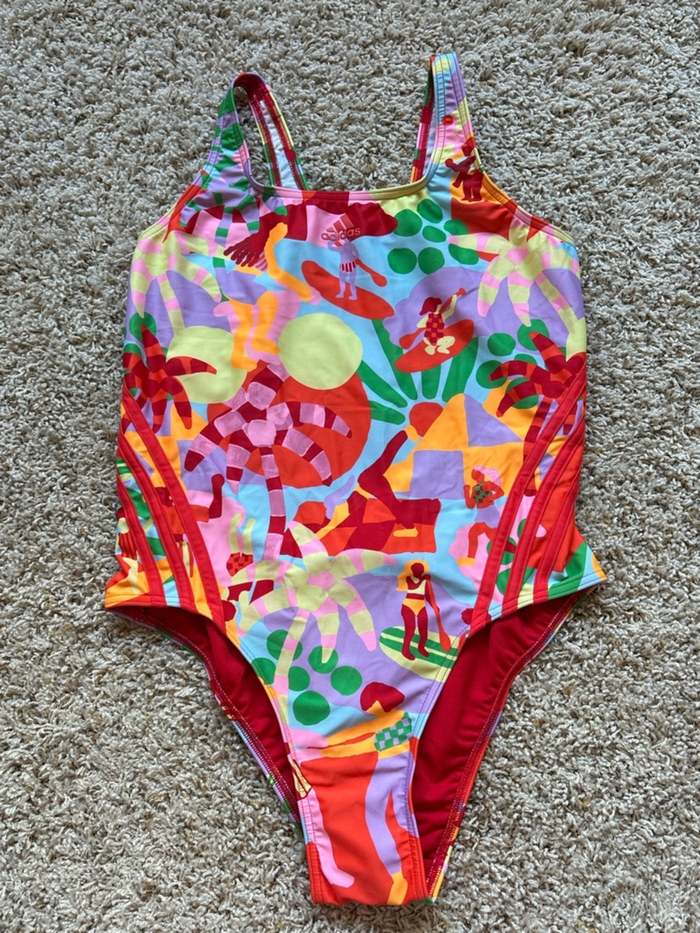 New FARM Adidas Womens Size 12 Open Back One Piece Swim Suit